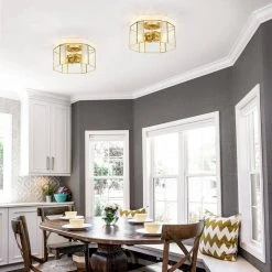 Bailey 12.99 in. 2-Light Morden Flush Mount with Gold Brushed Glass by TRIBESIGNS WAY TO ORIGIN -Outlet OttLite Store gold tribesigns way to origin flush mount lights hd sf0132 wzz 4f 1000