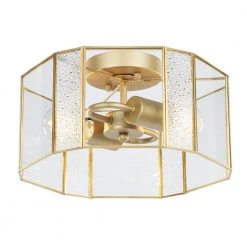 Bailey 12.99 in. 2-Light Morden Flush Mount with Gold Brushed Glass by TRIBESIGNS WAY TO ORIGIN