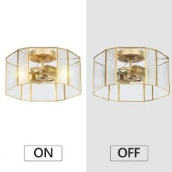 Bailey 12.99 in. 2-Light Morden Flush Mount with Gold Brushed Glass by TRIBESIGNS WAY TO ORIGIN -Outlet OttLite Store gold tribesigns way to origin flush mount lights hd sf0132 wzz fa 1000