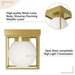 Hostin 7 in. 1-Light Gold Flush Mount Wall Sconce with Globe Opal Glass Shade by TRIBESIGNS WAY TO ORIGIN -Outlet OttLite Store gold tribesigns way to origin flush mount lights hd zysf0188 44 1000