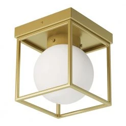 Hostin 7 in. 1-Light Gold Flush Mount Wall Sconce with Globe Opal Glass Shade by TRIBESIGNS WAY TO ORIGIN