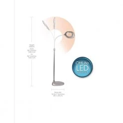 56.75 in. LED 2-in-1 Magnifier Gray Floor and Table Lamp by OttLite -Outlet OttLite Store gray ottlite table lamps 43828c 44 1000