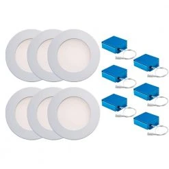 SPEX Lighting - 4-in. Selectable CCT5 New Construction or Remodel Canless Integrated LED White Trim Slim Fixture(6-Pack) by Liteline
