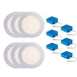 SPEX Lighting - 6-in. Selectable CCT5 New Construction or Remodel Canless Integrated LED White Trim Slim Fixture(6-Pack) by Liteline