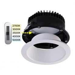 SPEX Lighting - 6-in. Selectable CCT5 New Construction IC Rated Canless Integrated LED White Trim Baffle Fixture by Liteline -Outlet OttLite Store liteline recessed lighting kits sl slmb6 cct5 90wh 44 1000