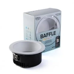 SPEX Lighting - 6-in. Selectable CCT5 New Construction IC Rated Canless Integrated LED White Trim Baffle Fixture by Liteline -Outlet OttLite Store liteline recessed lighting kits sl slmb6 cct5 90wh 76 1000