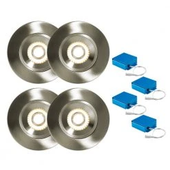 SPEX Lighting - 4-in. Selectable CCT5 New Construction Canless Integrated LED Brushed Nickel Trim Gimbal Fixture(4-Pack) by Liteline