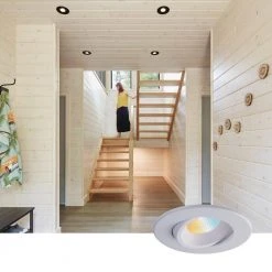 SPEX Lighting-4-in. Tunable-White New Construction Smart WiFi Connected by WIZ Integrated LED White Trim Gimbal Fixture by Liteline -Outlet OttLite Store liteline recessed lighting kits sl4 12rg 90wh wz 66 1000