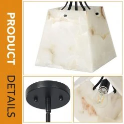 Bonnie 1-Light Black Pendant Light Genuine Marble Hanging Light with Alabaster Shade by TRIBESIGNS WAY TO ORIGIN -Outlet OttLite Store marble white tribesigns way to origin chandeliers hd zy20181 44 1000