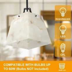 Bonnie 1-Light Black Pendant Light Genuine Marble Hanging Light with Alabaster Shade by TRIBESIGNS WAY TO ORIGIN -Outlet OttLite Store marble white tribesigns way to origin chandeliers hd zy20181 76 1000