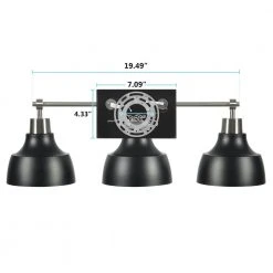 Sarah 24.25 in. 3-Lights Modern Industrial Matt Black Vanity Lights with Metal Reflective Cone Shades Indoor Wall Sconce by TRIBESIGNS WAY TO ORIGIN -Outlet OttLite Store matt black tribesigns way to origin vanity lighting hd sf0050 40 1000
