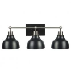 Sarah 24.25 in. 3-Lights Modern Industrial Matt Black Vanity Lights with Metal Reflective Cone Shades Indoor Wall Sconce by TRIBESIGNS WAY TO ORIGIN