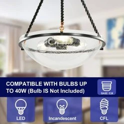 Bailey 20 in. 3-Light Black Simple Bowl Black Pendant with Seeded Glass by TRIBESIGNS WAY TO ORIGIN 13 Bailey 20 in. 3-Light Black Simple Bowl Black Pendant with Seeded Glass by TRIBESIGNS WAY TO ORIGIN -Outlet OttLite Store sanded gray tribesigns way to origin chandeliers hd sf11822zy 4f 1000