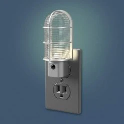 Satin Nickel Industrial Cage LED Night Light by Westek -Outlet OttLite Store westek led night lights nl cage n 4f 1000