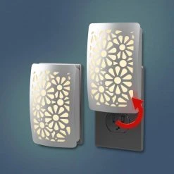 Satin Nickel Floral Decoplug LED Night Light by Westek 11 Satin Nickel Floral Decoplug LED Night Light by Westek -Outlet OttLite Store westek led night lights nl dpfl n 4f 1000