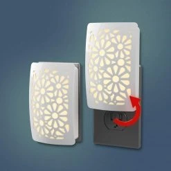 White Floral Decoplug LED Night Light by Westek -Outlet OttLite Store westek led night lights nl dpfl w 4f 1000