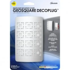 Satin Nickel Geosquare Decoplug LED Night Light by Westek -Outlet OttLite Store westek led night lights nl dpgs n 44 1000