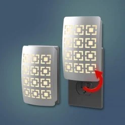 Satin Nickel Geosquare Decoplug LED Night Light by Westek -Outlet OttLite Store westek led night lights nl dpgs n 4f 1000