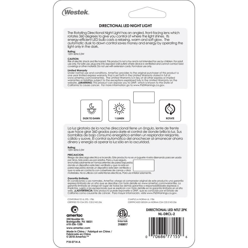 Directional LED Night Light (2-Pack) by Westek 6 Directional LED Night Light (2-Pack) by Westek - Image 6