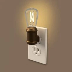 Aged Bronze Automatic Vintage Edison LED Night Light by Westek -Outlet OttLite Store westek led night lights nl edsn db 4f 1000