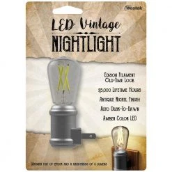 Aged Nickel Automatic Vintage Edison LED Night Light by Westek -Outlet OttLite Store westek led night lights nl edsn dn 44 1000