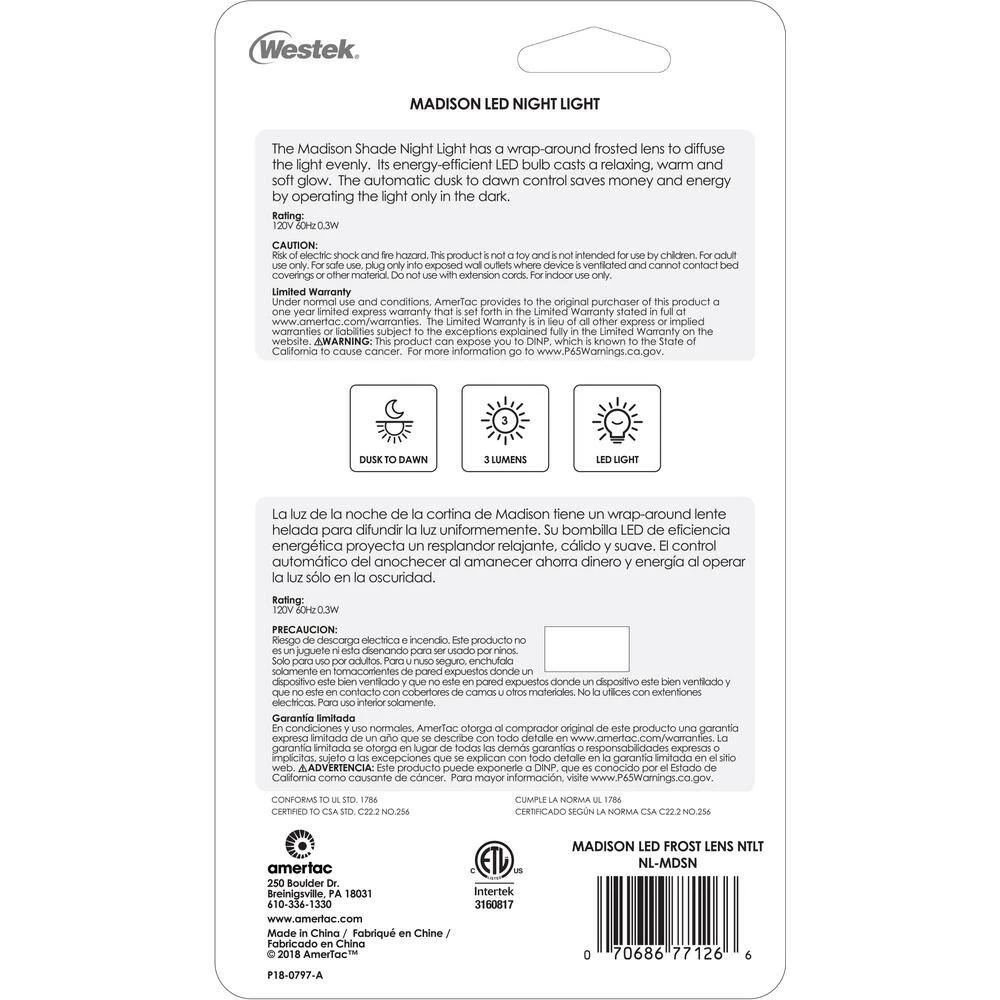 Madison Shade Automatic LED Night Light by Westek 6 Madison Shade Automatic LED Night Light by Westek - Image 6