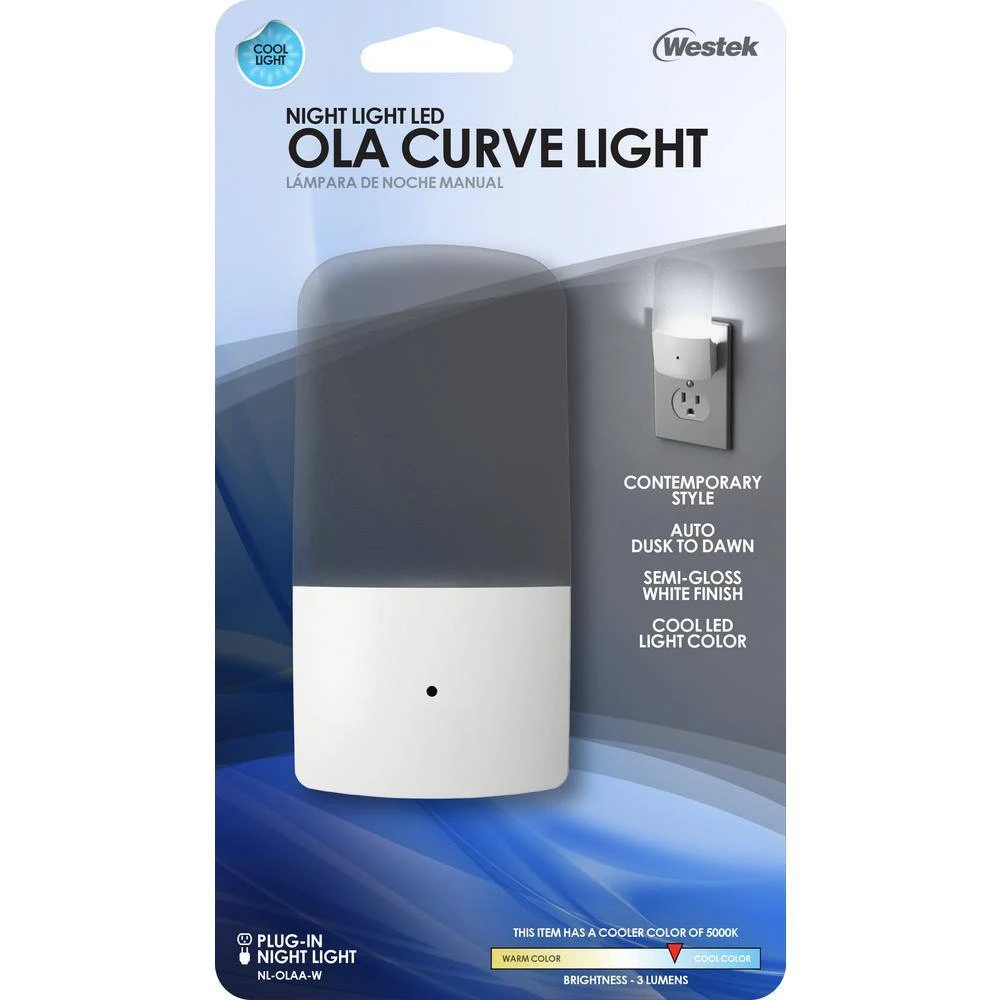 White Ola Curve Automatic LED Night Light by Westek 5 White Ola Curve Automatic LED Night Light by Westek - Image 5