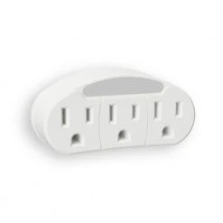 White Outlet Adapter LED Night Light with 3-Grounded Outlets by Westek