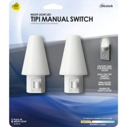 Frosted Manual Switch LED Night Light (2-Pack) by Westek -Outlet OttLite Store westek led night lights nl tipi f2 44 1000