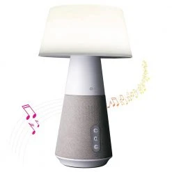 Entertain LED Speaker Lamp, 11 in. White with Bluetooth Speaker by OttLite -Outlet OttLite Store white gray ottlite desk lamps s83wgw 1f 1000