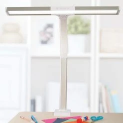 24.75 in. White, Dimmable Extra Wide Area LED Clamp Lamp with 3 Color Modes by OttLite -Outlet OttLite Store white ottlite desk lamps 49602c shpr 1f 1000