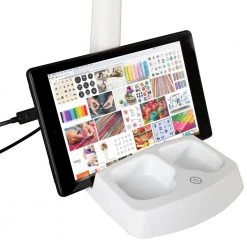 26.25 in. White Wellness Series LED Desk Lamp with Charging Station by OttLite -Outlet OttLite Store white ottlite desk lamps csa77wgc shpr 4f 1000