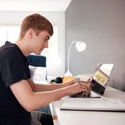 Wellness Series 10.25 in. x 19.25 in. White Adjustable Mood LED Desk Lamp with Color Changing Base by OttLite -Outlet OttLite Store white ottlite desk lamps csb3000w 76 1000