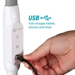 40 in. White/Grey Adjustable LED Floor Lamp with USB and Tablet Stand by OttLite -Outlet OttLite Store white ottlite floor lamps cs6wgc shpr 1f 1000