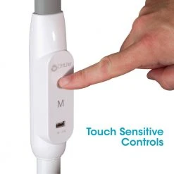 40 in. White/Grey Adjustable LED Floor Lamp with USB and Tablet Stand by OttLite -Outlet OttLite Store white ottlite floor lamps cs6wgc shpr 44 1000