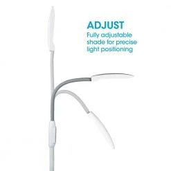 40 in. White/Grey Adjustable LED Floor Lamp with USB and Tablet Stand by OttLite -Outlet OttLite Store white ottlite floor lamps cs6wgc shpr 76 1000