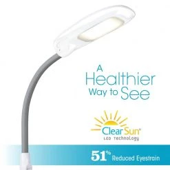 40 in. White/Grey Adjustable LED Floor Lamp with USB and Tablet Stand by OttLite -Outlet OttLite Store white ottlite floor lamps cs6wgc shpr c3 1000