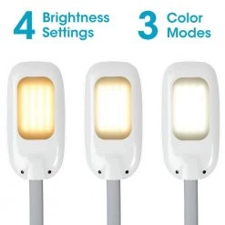 40 in. White/Grey Adjustable LED Floor Lamp with USB and Tablet Stand by OttLite -Outlet OttLite Store white ottlite floor lamps cs6wgc shpr fa 1000