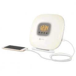 7.6 in. White Wake Up Your Way Light and Alarm Clock by OttLite -Outlet OttLite Store white ottlite lamp bases wu1fr9 ffp 4f 1000