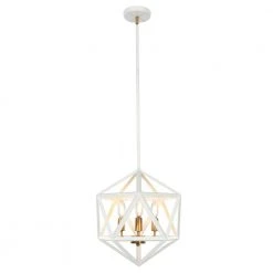 Bailey 15.7 in. 3-Light White Candlestick Geometric Chandelier with Adjustable Rod by TRIBESIGNS WAY TO ORIGIN