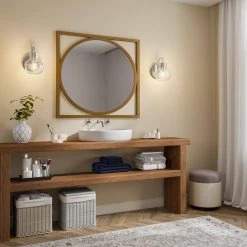 Sabine 5 in. 1-Light White Vanity Light Globe Shade Bathroom Wall Sconce Clear Glass Ball Polished Nickel by TRIBESIGNS WAY TO ORIGIN -Outlet OttLite Store white tribesigns way to origin vanity lighting th sf0220 wzz 31 1000