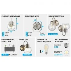 Sabine 5 in. 1-Light White Vanity Light Globe Shade Bathroom Wall Sconce Clear Glass Ball Polished Nickel by TRIBESIGNS WAY TO ORIGIN -Outlet OttLite Store white tribesigns way to origin vanity lighting th sf0220 wzz 76 1000