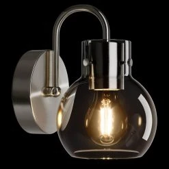 Sabine 5 in. 1-Light White Vanity Light Globe Shade Bathroom Wall Sconce Clear Glass Ball Polished Nickel by TRIBESIGNS WAY TO ORIGIN -Outlet OttLite Store white tribesigns way to origin vanity lighting th sf0220 wzz c3 1000