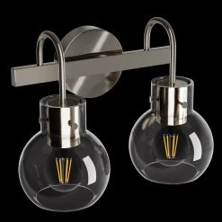 Sabine 12.6 in. 2-Light White Vanity Light Over Mirror Globe Shade Bathroom Wall Sconce Clear Ball Polished Nickel by TRIBESIGNS WAY TO ORIGIN -Outlet OttLite Store white tribesigns way to origin vanity lighting th sf0221 wzz 40 1000