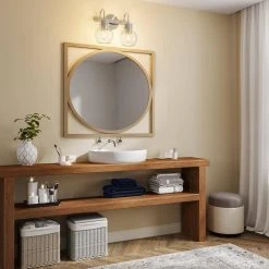 Sabine 12.6 in. 2-Light White Vanity Light Over Mirror Globe Shade Bathroom Wall Sconce Clear Ball Polished Nickel by TRIBESIGNS WAY TO ORIGIN -Outlet OttLite Store white tribesigns way to origin vanity lighting th sf0221 wzz 44 1000