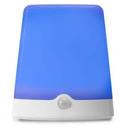 4.875 in. White Outdoor Motion-Activated Monolith Table Lamp with Red, Green and Blue Color Modes by Westek -Outlet OttLite Store white westek outdoor table lamps ls3101rgb n1 66 1000