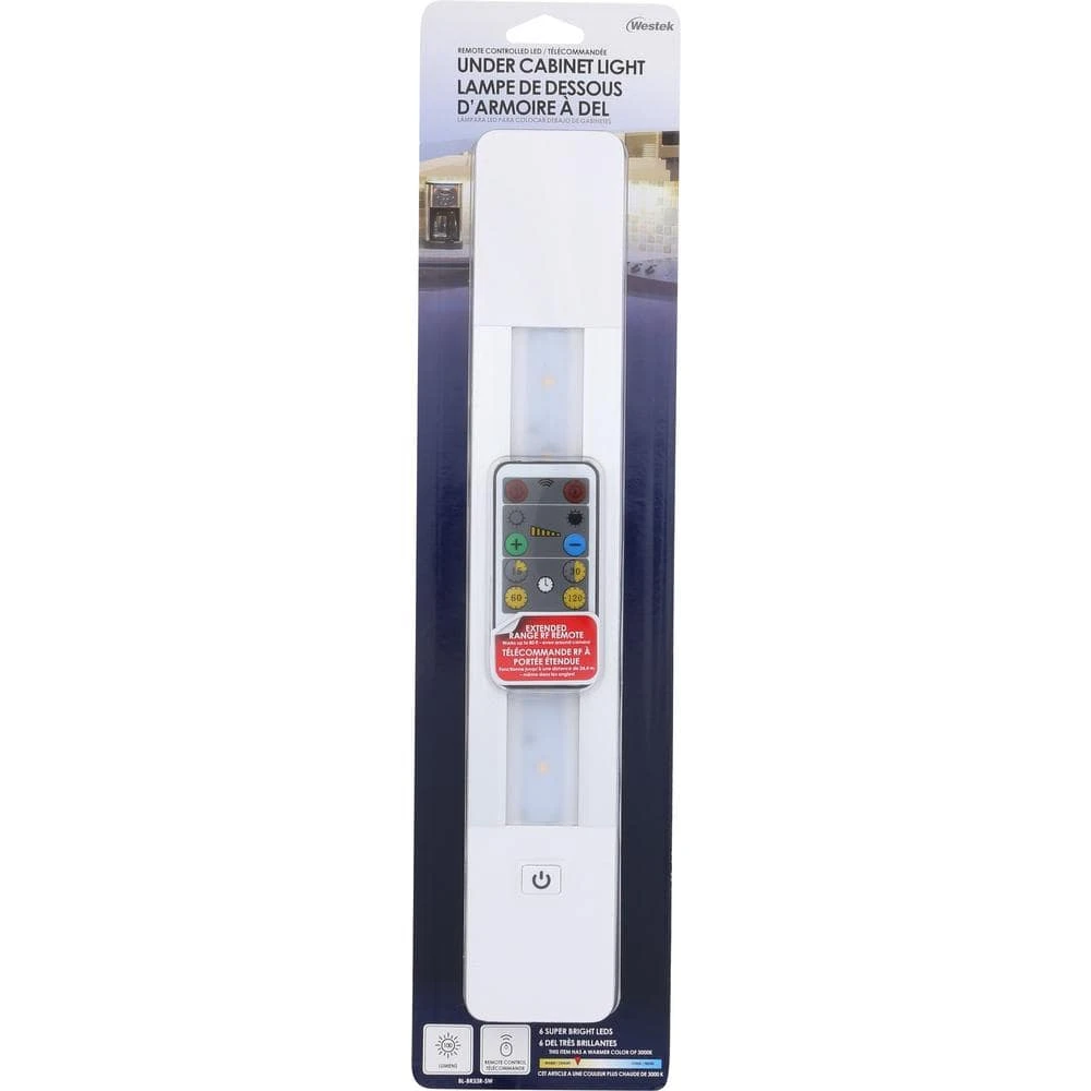13.375 in. LED White Battery Operated Sleek Under Cabinet Light with Remote by Westek 2 13.375 in. LED White Battery Operated Sleek Under Cabinet Light with Remote by Westek - Image 2
