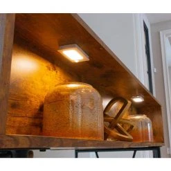 Rechargeable 5 in. Square LED White Under Cabinet Light with Touch and Motion Activation by Westek -Outlet OttLite Store white westek under cabinet lights bl clng5rc 77 1000